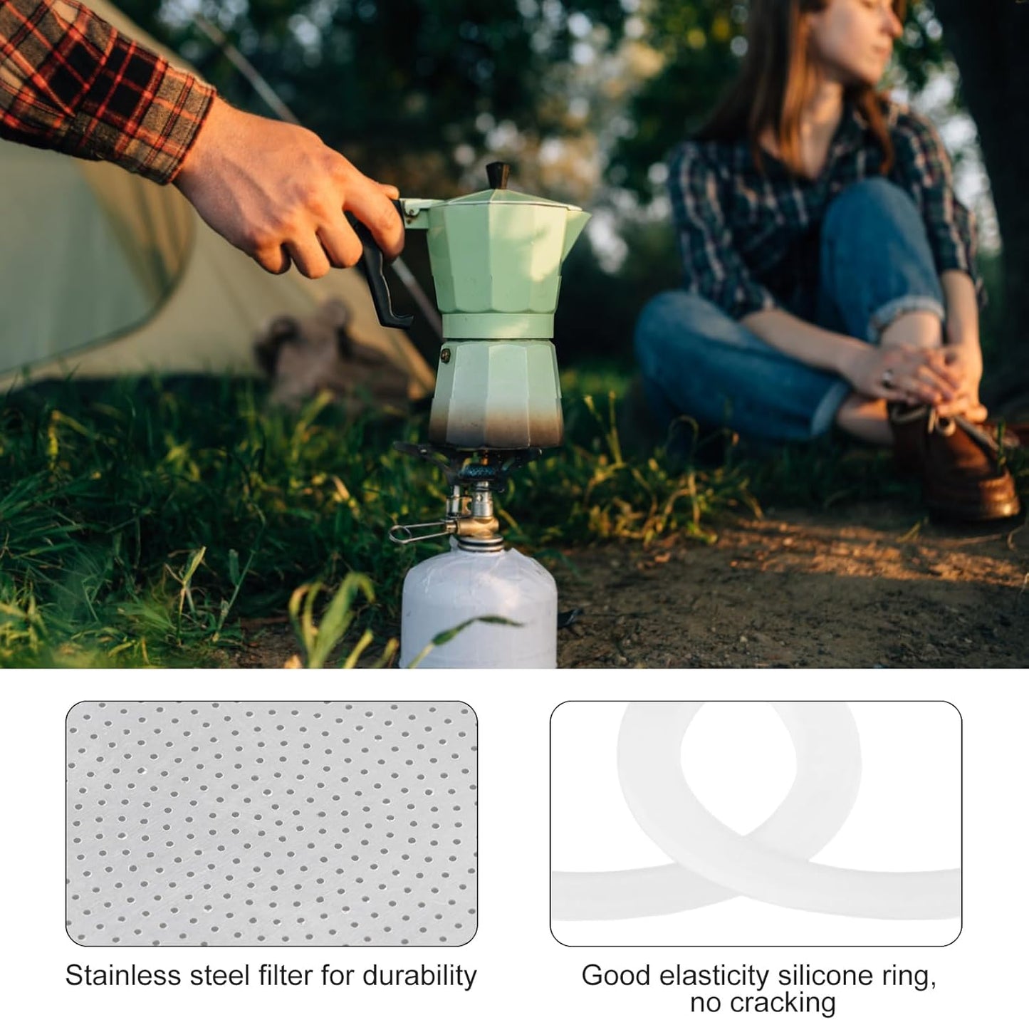 2/3/6/9/12 Cup Gasket & Filter For Stovetop Espresso Coffee Makers, Rubber Seal For Stove Top Coffee Maker Moka Pot, Silicone Gasket Seals, Espresso Machine Replacement Parts(6 cup)