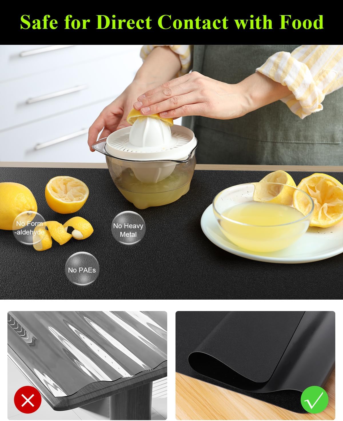 Black Plastic Table Cover Protector, 54" x 54" Waterproof Easy Flat PVC Desk Pad Mat, 1.5mm Thick Waterproof Vinyl Table Top Protector for Dining Room Table, Office, Dresser