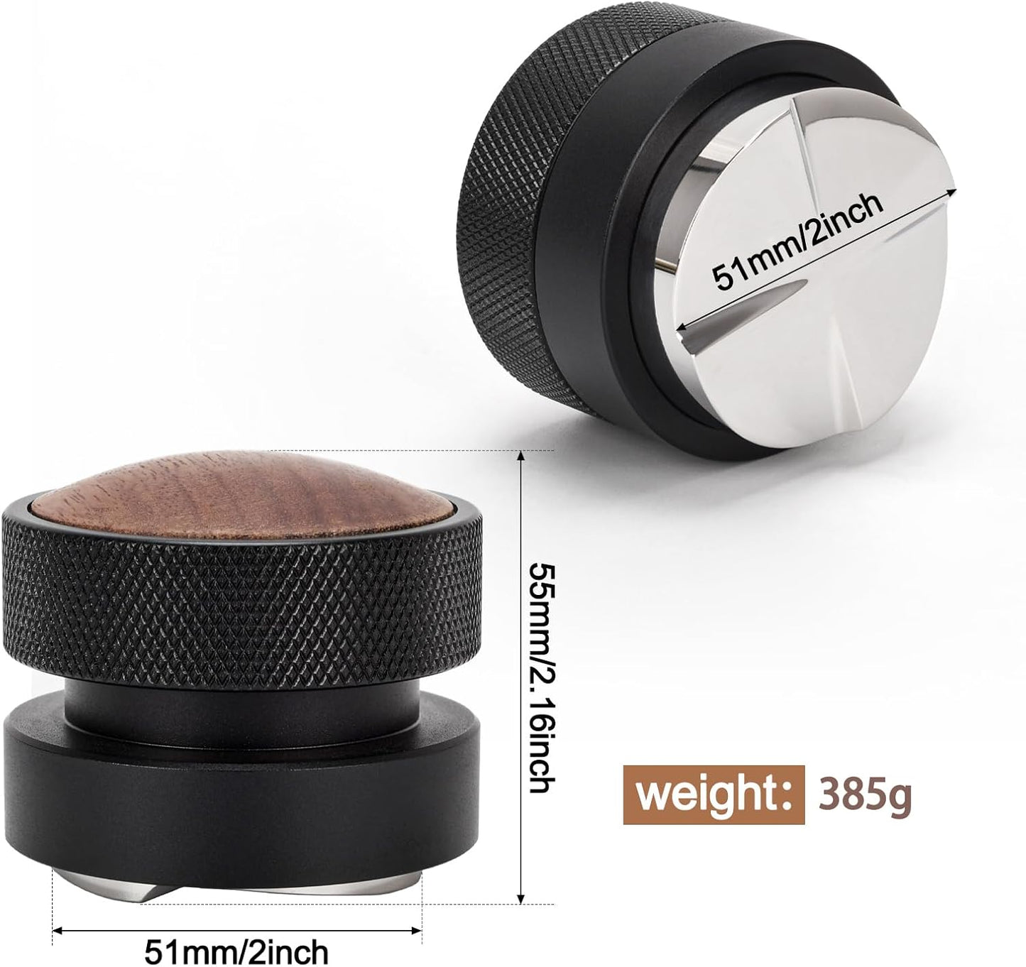 51mm Coffee Distributor and Tamper, Dual Head Espresso Tool with Adjustable Depth - Professional Coffee Leveler and Hand Tamper for 51mm Portafilters, Barista-Grade Espresso Accessory (51mm)