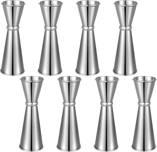 9 Pieces Jigger for Bartending Cocktail Jigger 2 oz 1 oz, 304 Stainless Steel Shot Glass Measuring Cup Shot Measure Jigger Double Jigger for Bartender Bar Supplies