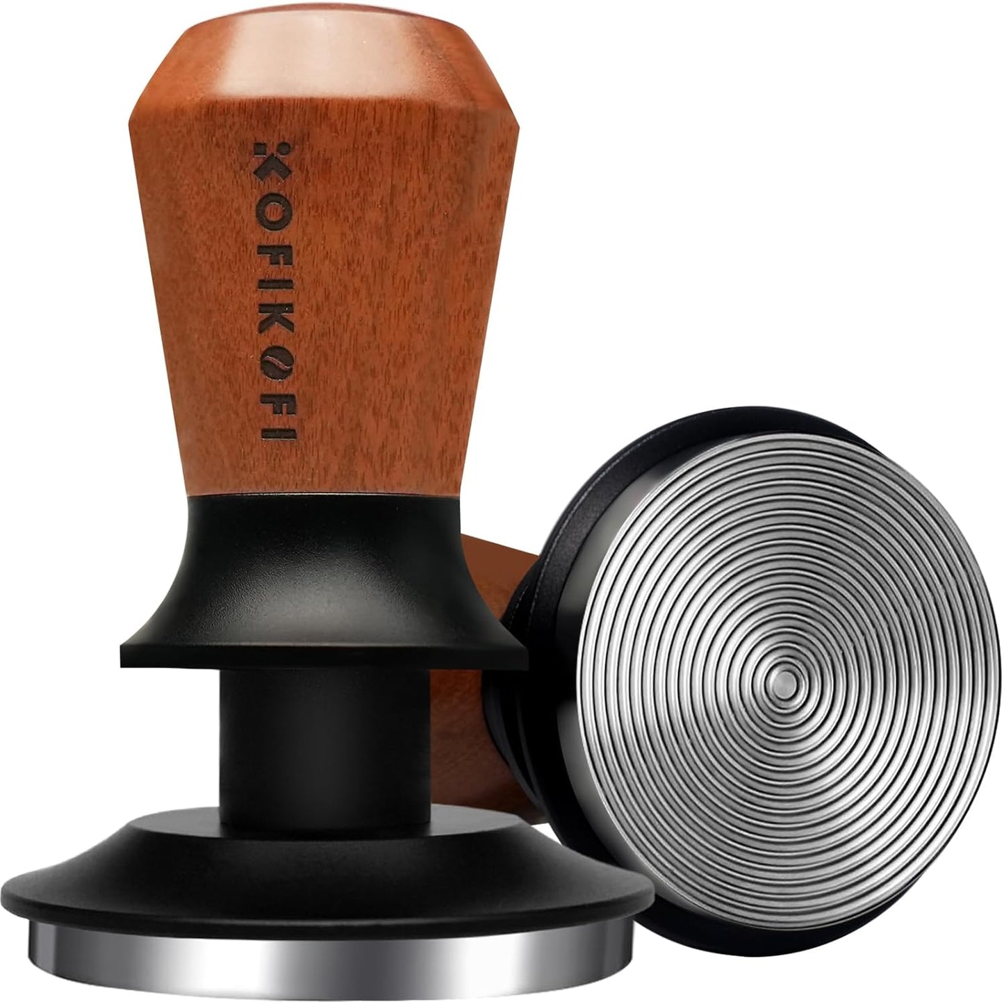 51mm Espresso Tamper, Coffee Tamper with 30lbs Spring Loaded, Barista Espresso Coffee Tamper with Stainless Steel Ripple Base and Rosewood Handle Fits for All 51mm Espresso Machines
