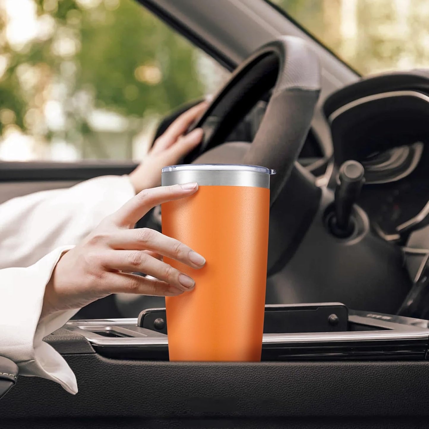 20 oz Tumbler with Lid Stainless Steel Double Wall Vacuum Insulated Tumblers Powder Coated Cups Travel Mug Keep Drinks Cold and Hot, Orange