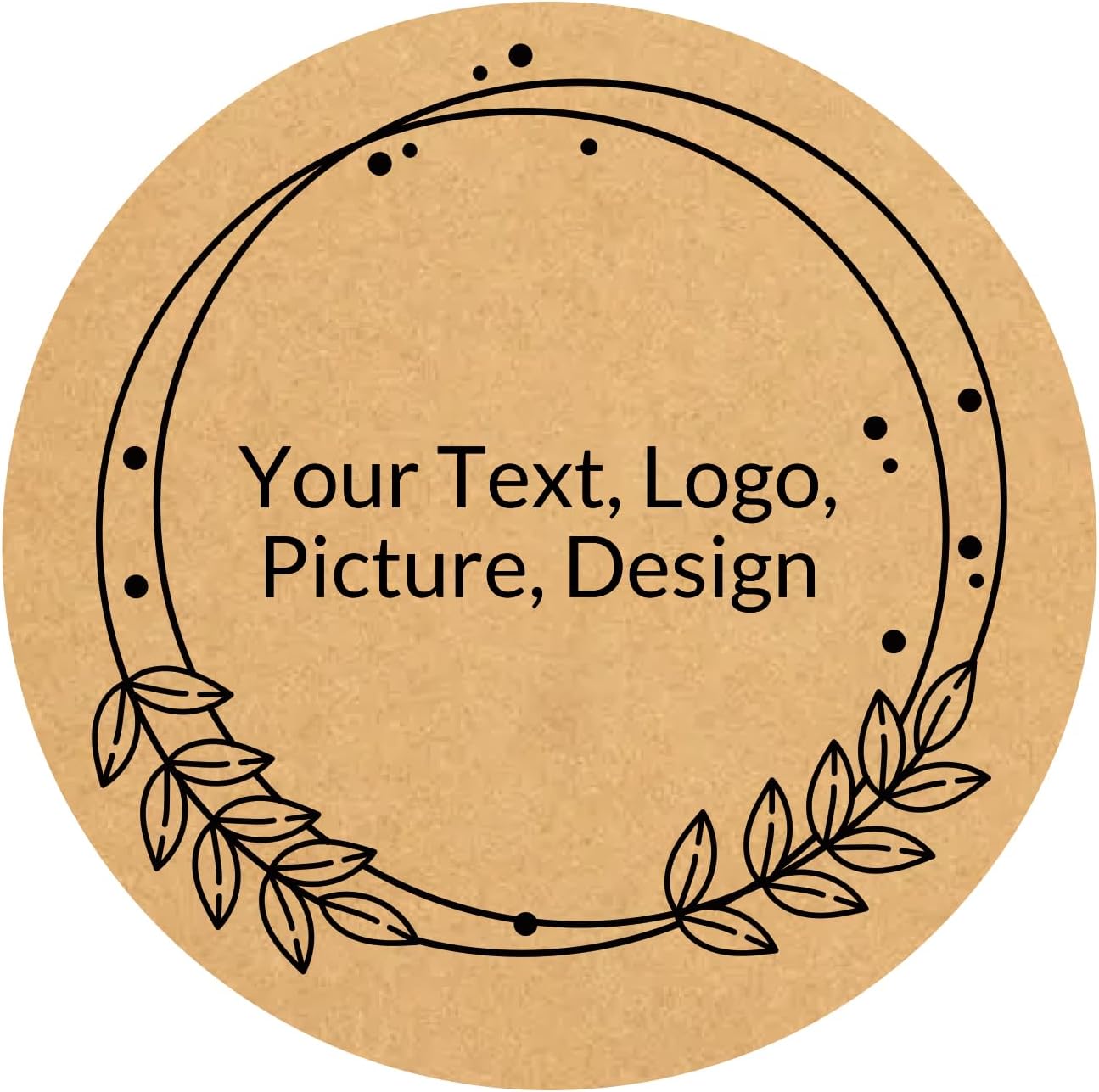 Custom Stickers Kraft Paper Labels Personalized Withe Text, Business Logo Customized Food Jars Labels Bakery Label Sticker Package Favor Canning Circle 100pcs (Style 4)