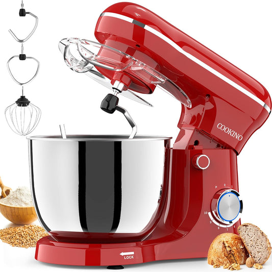 Electric Stand Mixer,10 Speeds Tilt-Head Food Mixer, 3-IN-1 Kitchen Mixer for Daily Cooks with Dishwasher-Safe 6 QT Bowl,Dough Hook, Beater, Whisk (Empire Red)