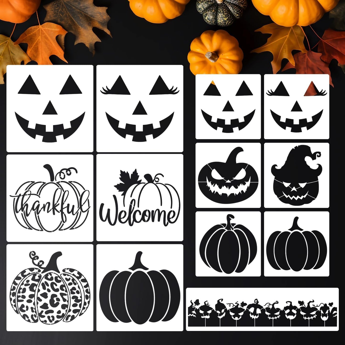 Halloween Stencils Pumpkin Face Stencils Pumpkin Stencil for Painting on Wood Door Mats Fabrics Crafts Decor