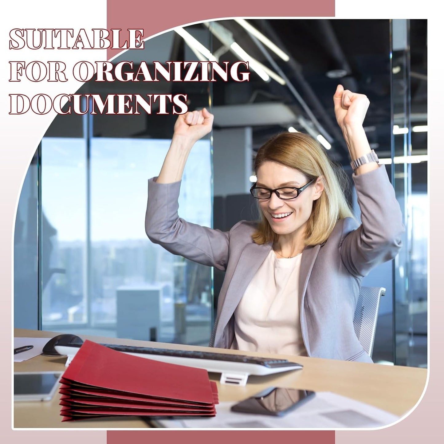 36 Pcs Classification Folders Letter Size, Back to School Supply for Teacher, Student, 1 Divider Pressboard File Folder Bulk with 2 Fasteners, 3.5 Inch Expanding File Organizer (Red)