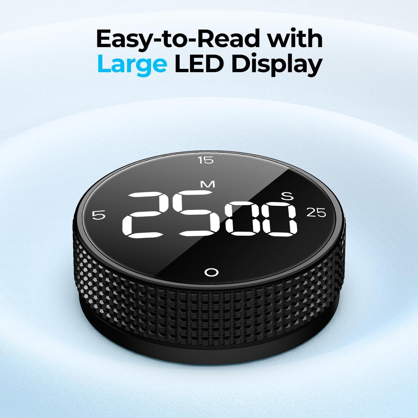 Rechargeable Magnetic Kitchen Timer for Cooking, Building 800mAh Battery Large Display Digital Countdown Countup Timer, 3 Preset 5/15/25 Mins Loud Alarm for Baking Grilling Studying - 2PCS