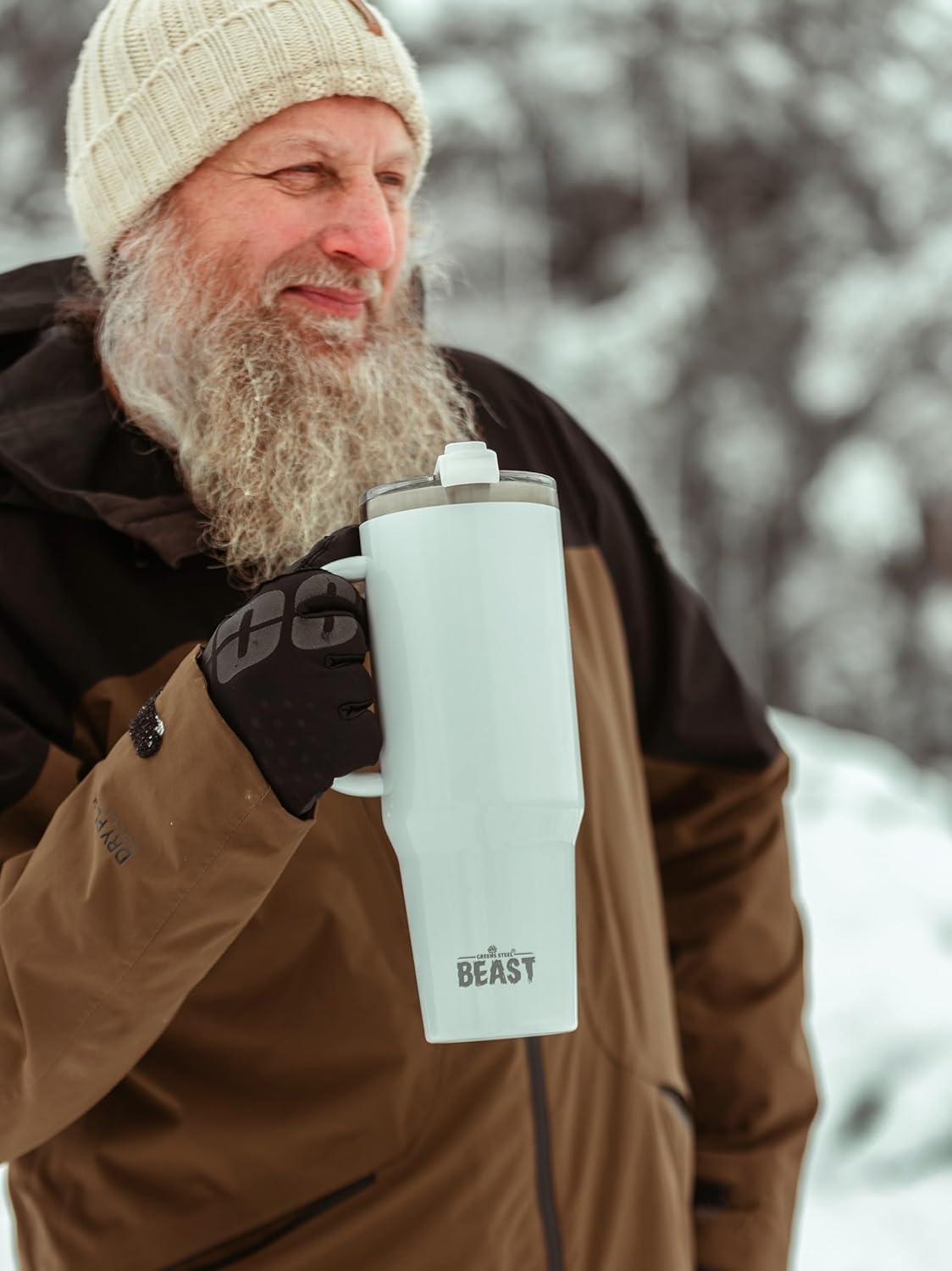 Beast 50 oz Tumbler Stainless Steel Vacuum Insulated Coffee Ice Cup Double Wall Travel Flask (Arctic White)