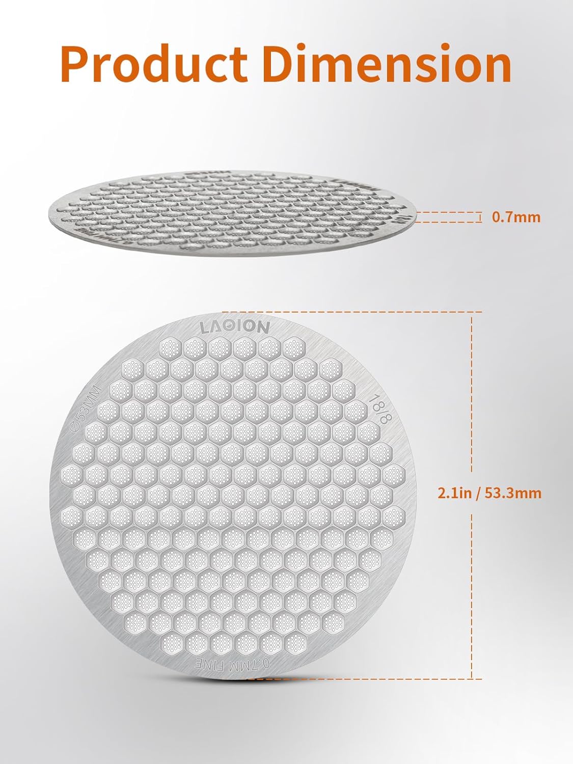 53.3mm Espresso Puck Screen, Reusable Espresso Filter Screen, 0.7 mm Thick, Espresso Distribution Tool Fits for Breville 54mm Coffee Filters, Stainless Steel Espresso Machine Accessories