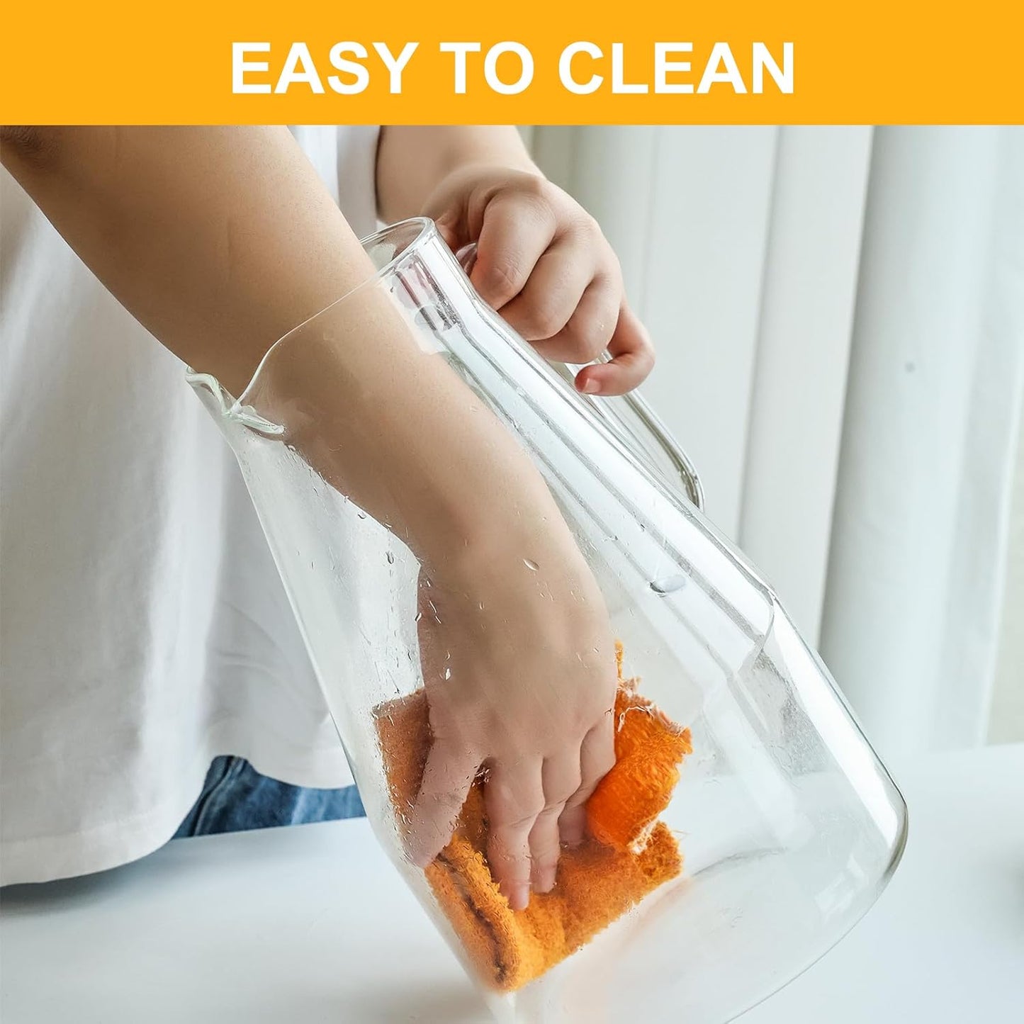 Glass Pitcher with Lid,1 Gallon Glass Water Pitcher Hot/Cold Water Jug, Juice and Iced Tea Beverage Carafe with Lid (Extra-Wide Mouth)