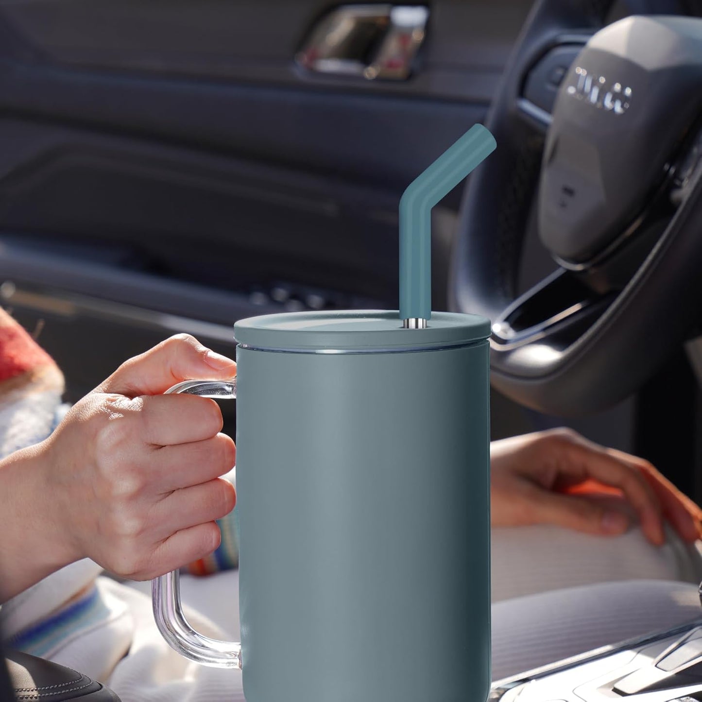 Tomorotec 6PCS Stainless Steel Straws with Silicone Tips Fit for Stanley 40oz Tumbler, 13-Inch Reusable Straw Set with Colorful Extenders & 2 Brushes, Compatible with Wide Mouth Cups (Dark Morandi)