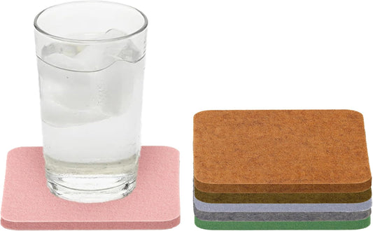 Graf Lantz - Bierfilzl Merino Wool Square Coasters Set of 6 - Chic (4"x4"x5mm) - Absorbs 30% of Weight - Natural German Wool - Heat Resistant, Sustainable, Reusable - Home Decor & Coffee Table Decor