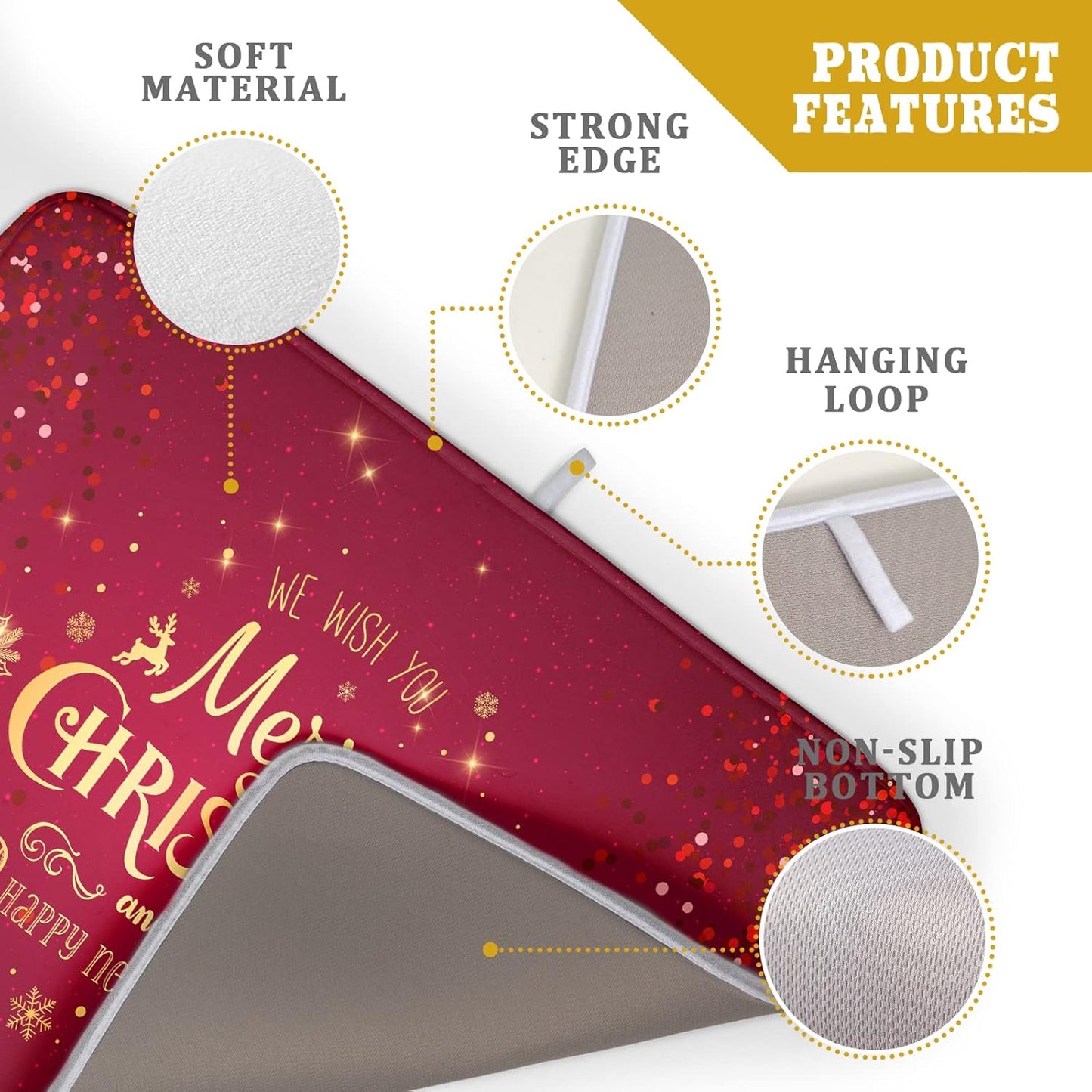 Merry Christmas Drying Mat for Kitchen Counter 18x24 Inch Christmas Dish Mat with Absorbent Reversible Microfiber Christmas Dish Drying Mat Dish Drainer Rack Pad Drainer Mat for Coffee Bar