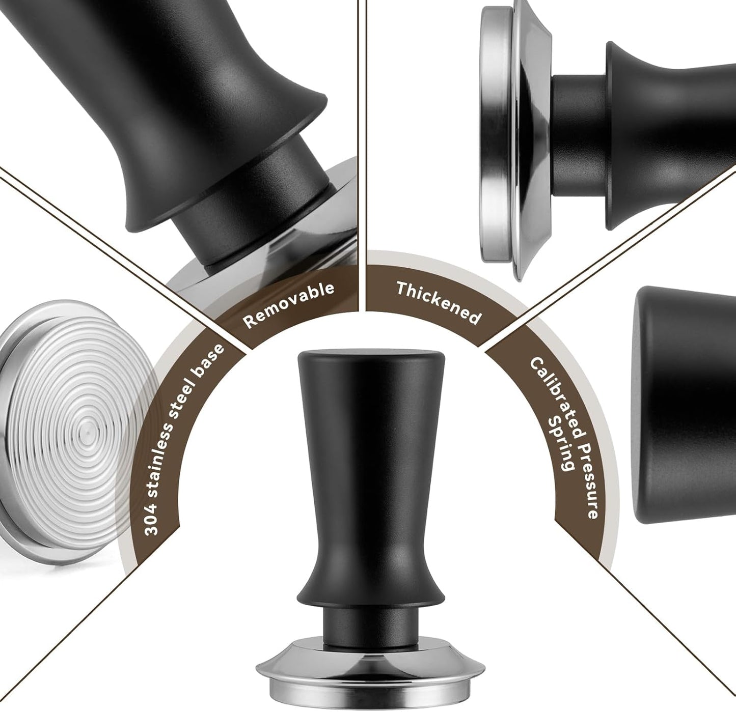 53mm Espresso Tamper Set, Barista Tools Kit for Coffee Machine, Spring-Loaded 304 Stainless Steel Base 30lbs Coffee Calibrated Tamper and Distributer for Enjoying cafes Home Office hotels(53mm)
