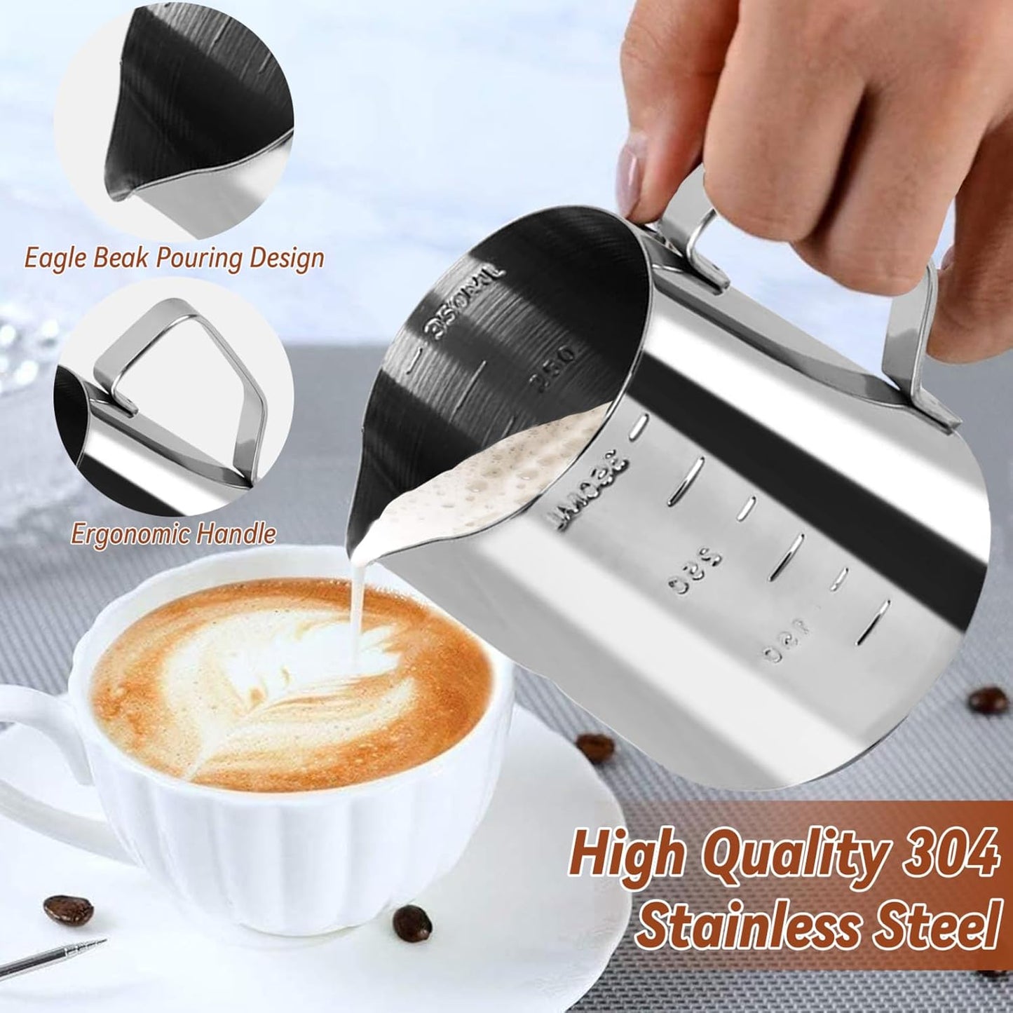53mm Espresso Hand Tamper, 22 PCS Coffee Tamper Set, Espresso Accessories with 53mm Espresso Tamper, WDT Tool, Frothing Pitcher, Latte Art Pen, Coffee Stirrer, Tamper Mat, 16 Coffee Stencils