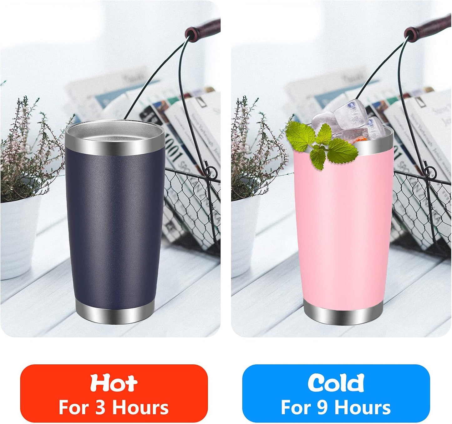 VEGOND 20oz Tumbler with Lid and Straw Stainless Steel Tumbler Cup Vacuum Insulated Double Wall Travel Coffee Mug Powder Coated Coffee Cup(Pink 1 Pack)