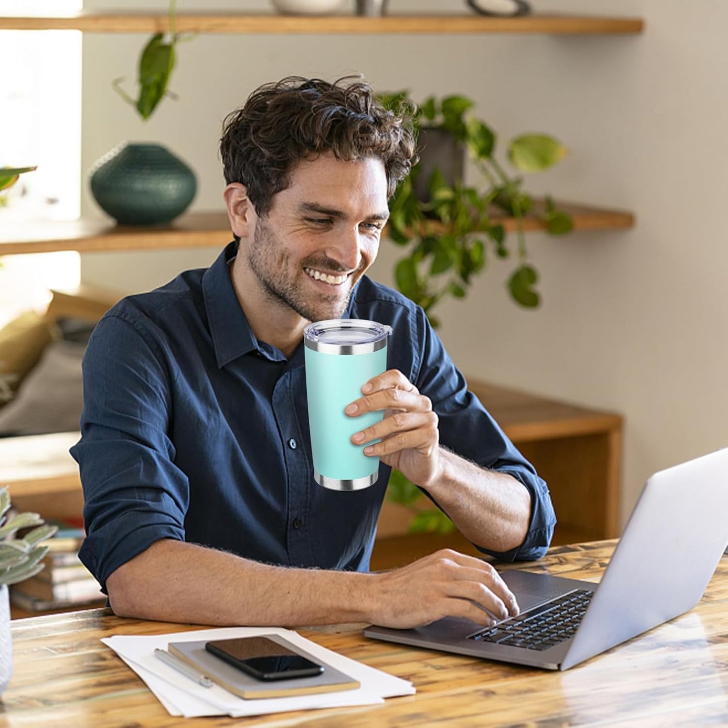 StarSpeed 20oz Tumbler Bulk with Lid, Stainless Steel Insulated Tumblers Double Wall Vacuum Insulated Travel Mug, Powder Coated Coffee Cups for Hot and Cold Drinks(Light Green,1)