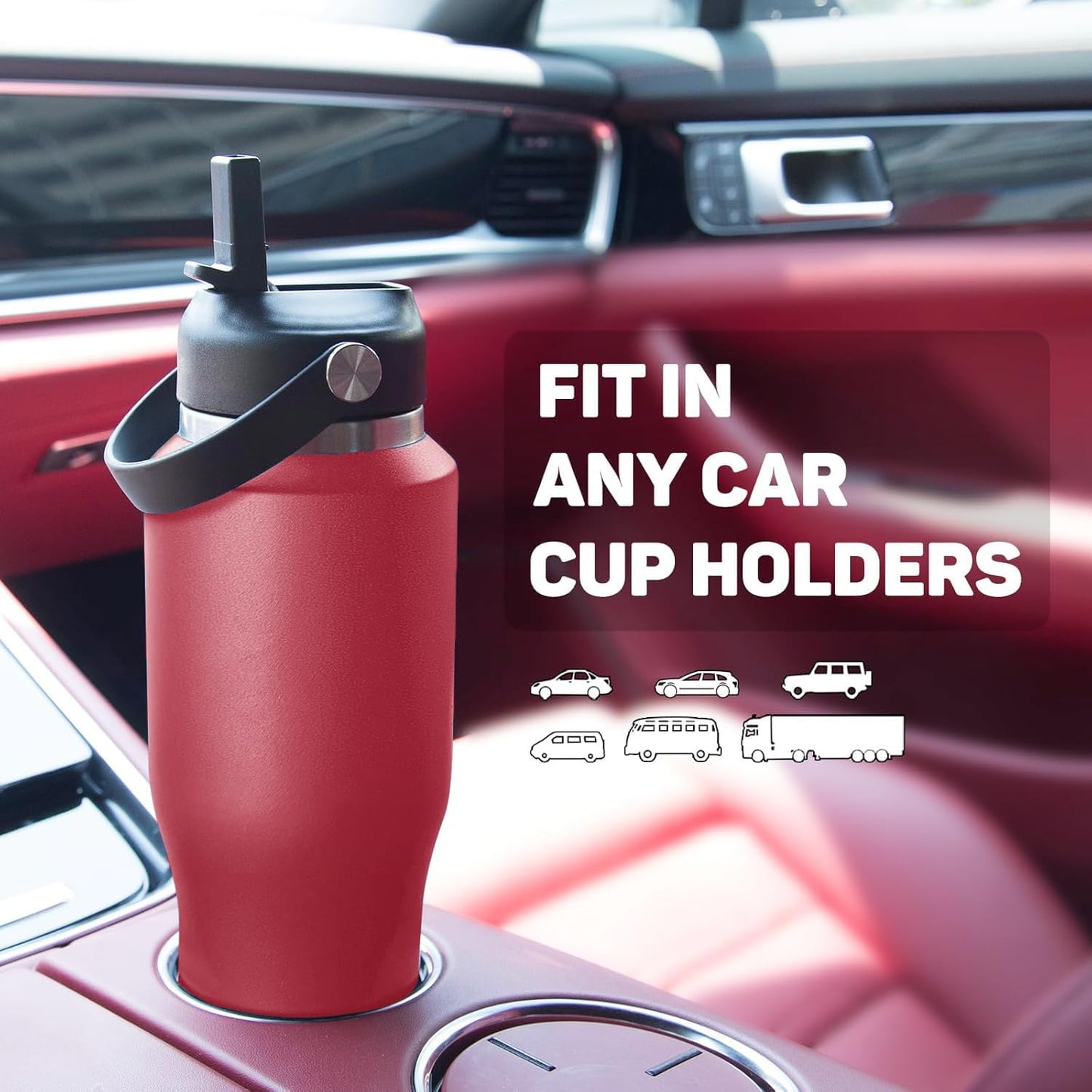 Insulated Water Bottle 40oz with Straw/Spout Lids, Stainless Steel Water Bottles Keep Cold 24h&Hot 12h, Metal Water Bottle with Straw that Fits in Cup Holder, Water Bottle Leak-proof,BPA Free