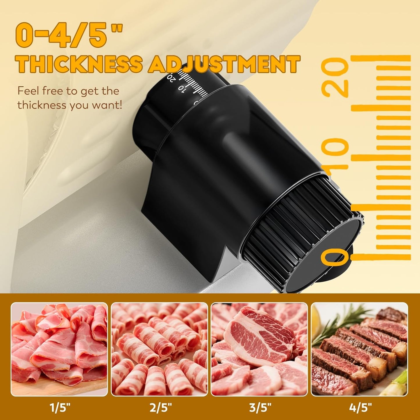 CGOLDENWALL Meat Slicer, 220W Electric Deil Food Slicer with 2 Removable 7.5" Blades, 4/5" Adjustable Thickness, Food Slicer Machine for Home Cutting Meat Cheese Bread Vegetables, 110V CE