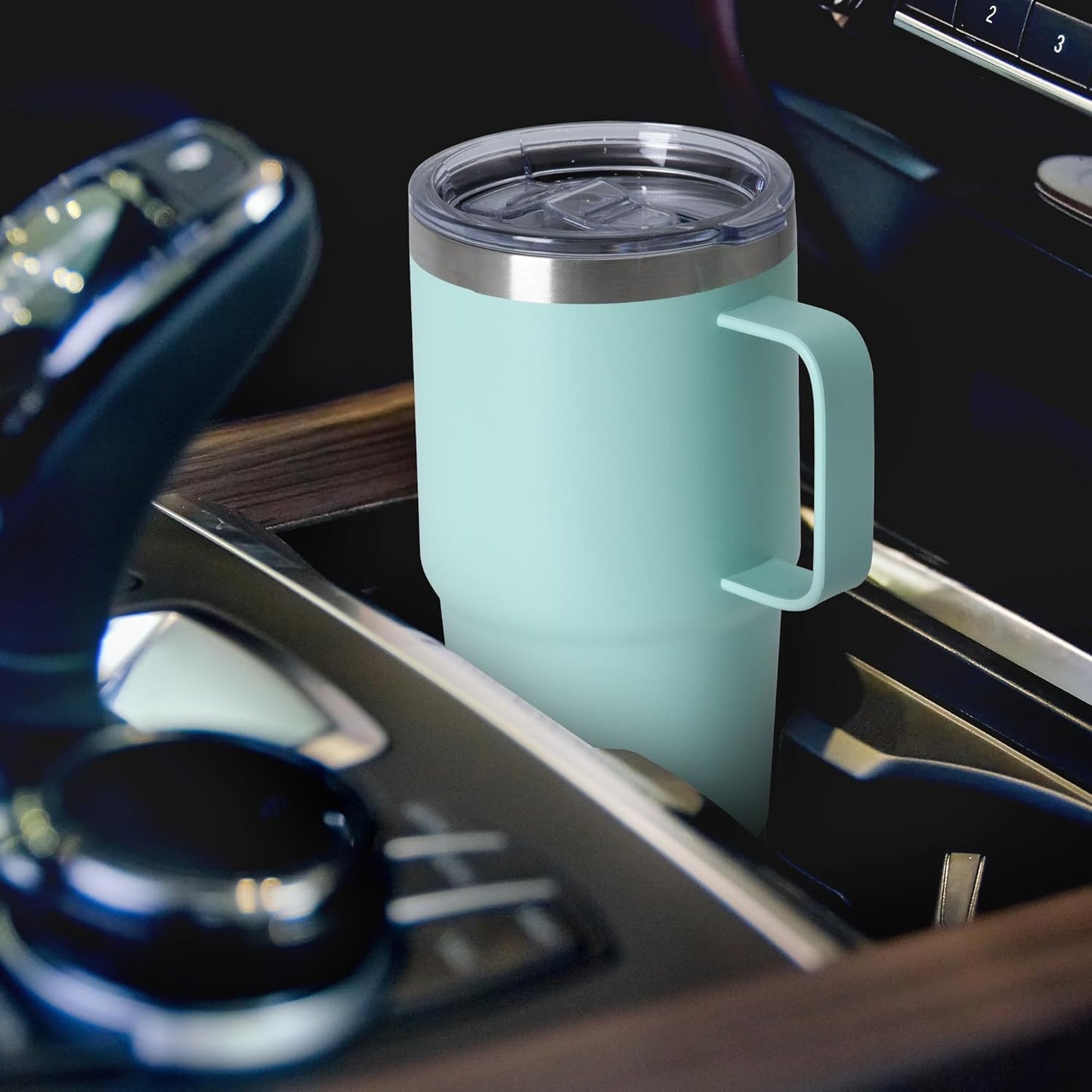 HASLE OUTFITTERS 20oz Tumbler Bulk with Lid, Stainless Steel Tumbler Bulk with Handle, Metal Insulated Travel Coffee Mug Set with Handle, Double Wall Vacuum Leak Proof Tumbler Cup, Mint Green 6 Pack