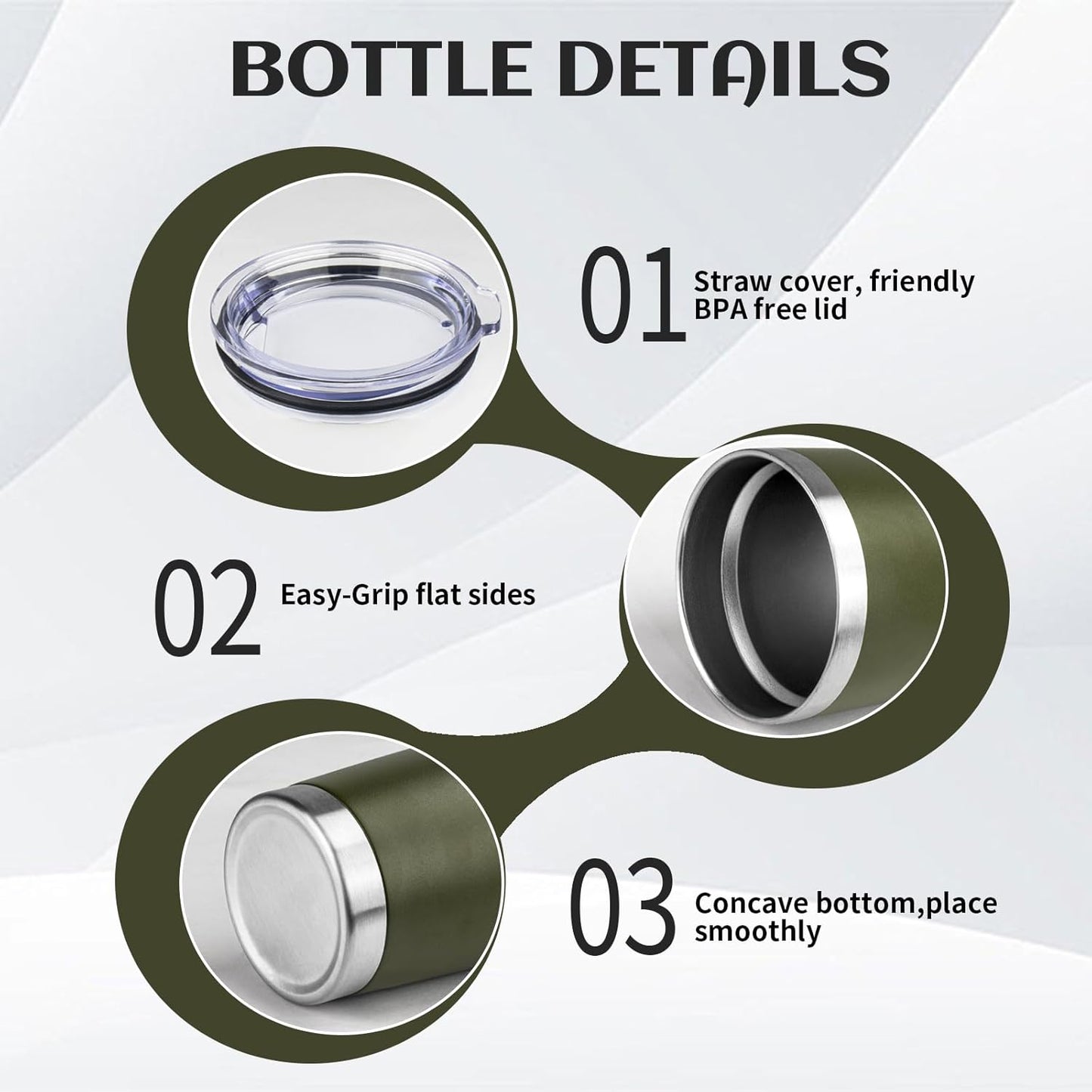 StarSpeed 20oz Tumbler Bulk with Lid, Stainless Steel Insulated Tumblers Double Wall Vacuum Insulated Travel Mug, Powder Coated Coffee Cups for Hot and Cold Drinks(Navy Green,8)