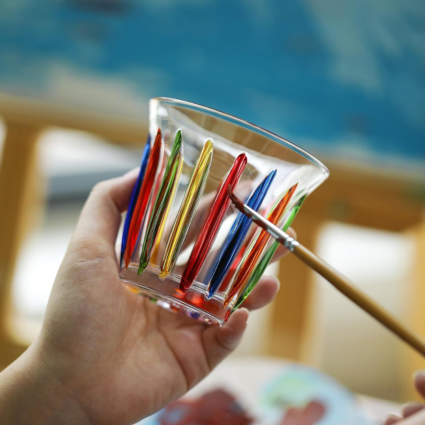 MHW-3BOMBER Coffee Glasses of 6 Drinking Glasses 8.1OZ Colored Painted Latte Glasses for Espresso, Whiskey, Vodka, Spirits & Liquors G5035C*6