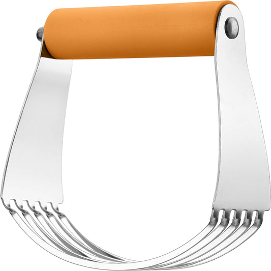Spring Chef Large Dough Blender For Baking, Professional Dough Cutter Tool, Stainless Steel Puff Pastry Cutter Tool with Sharp Blades, Manual Pastry Blender for Easy Mixing - Dishwasher Safe - Mango