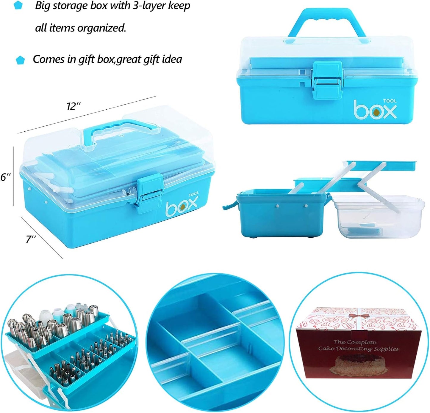 Cake Decorating Tools Supplies Kit - 368Pcs Baking Supplies with Storage Case for Beginners - Icing Piping Bags and Tips Set For Cookies, Cupcake & Cake Frosting Fondant Decorating