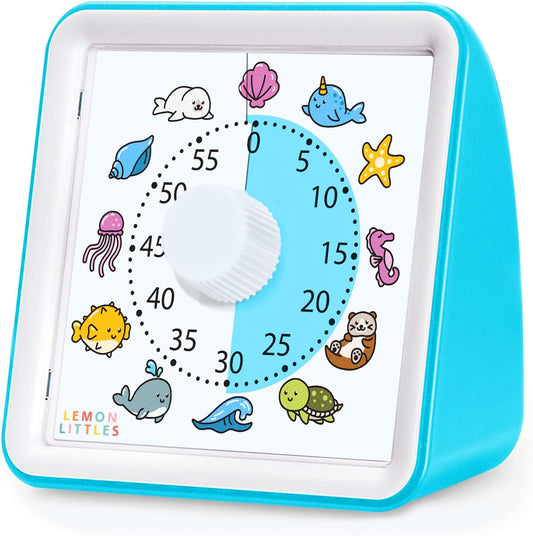 Visual Timer for Kids, Toddler, Autism, ADHD & Preschool Classroom - Animal Silent Countdown Timers - 60 Minute Productivity & Time Management Clock (Sea Creature)