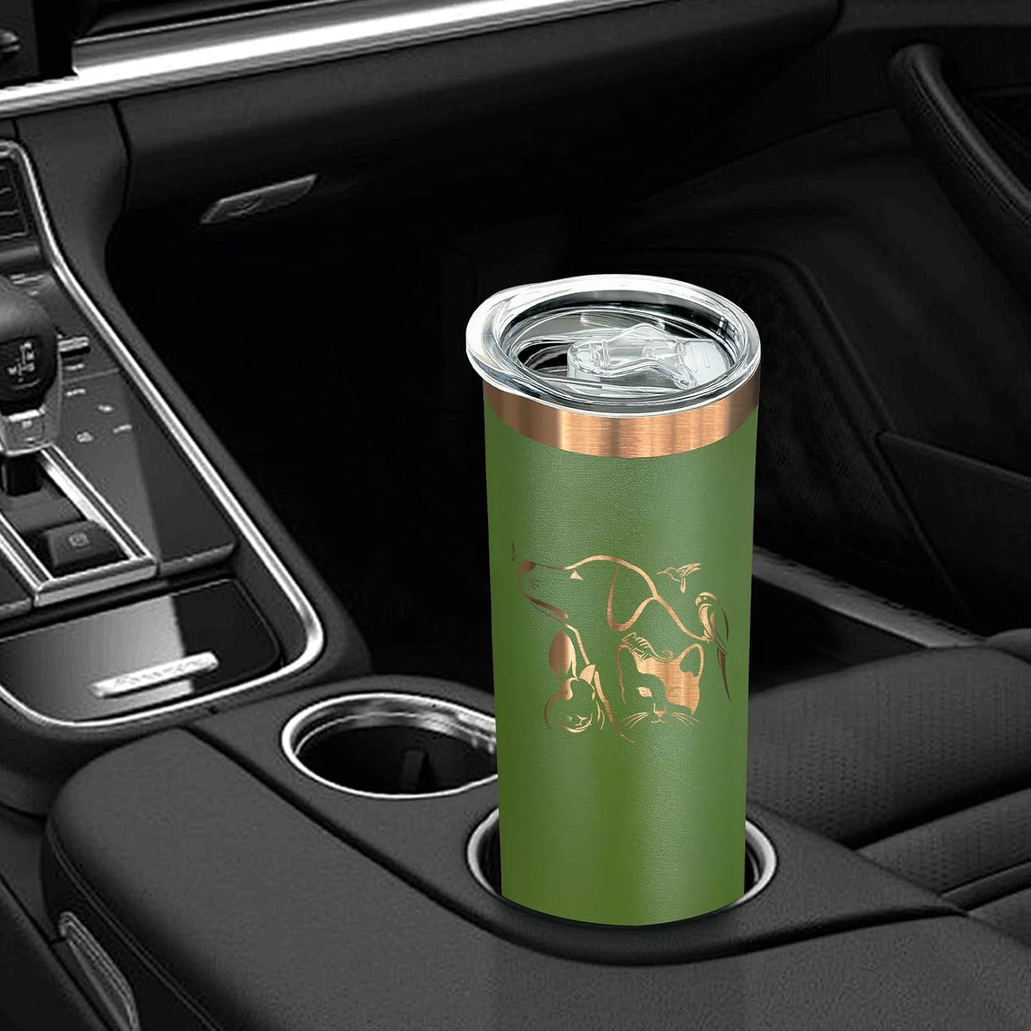 20 oz Skinny Tumblers Bulk 8 Pack, Stainless Steel Insulated Tumbler with Lids and Straws, Slim Double Wall Powder Coated Travel Coffee Mug Reusable Cup for Hot Cold Drinks (Army Green,8 pack)