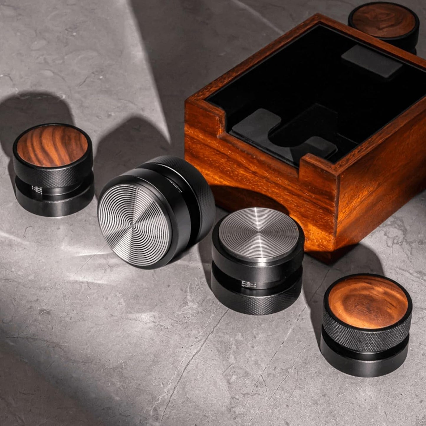 Espresso Tamper for 58mm Coffee Tamper,Self-Adjusting Gravity Tamper,WDT Tool with Clear Memory Scale,Stainless Steel Walnut Tamper for Espresso Coffee Machine Accessories,for Home,Office & Coffee Bar