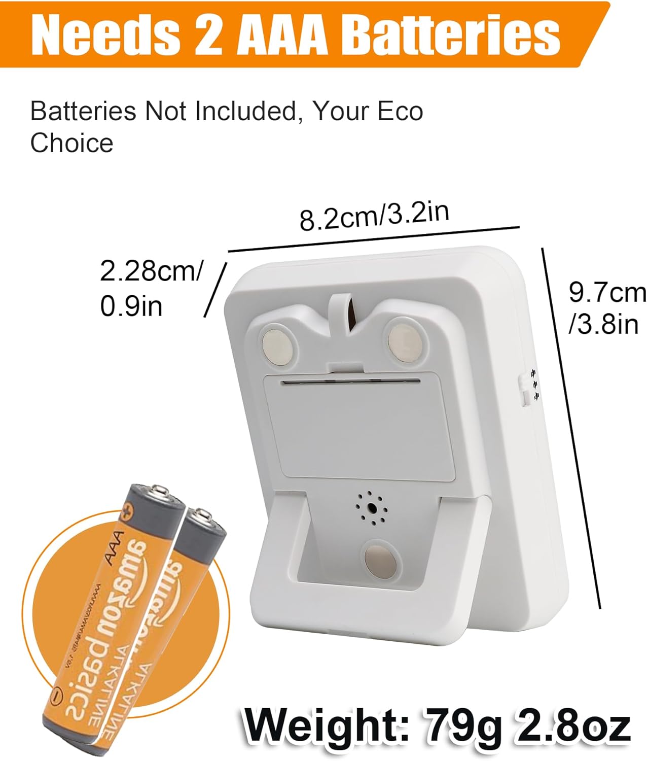 Dual Kitchen Timer Digital - 3 Channel for Cooking with Alarm, Large Display, Magnetic Back, Replaceable 3A Battery, Loud Food Timer, Modern White Design for Multi Timing Needs