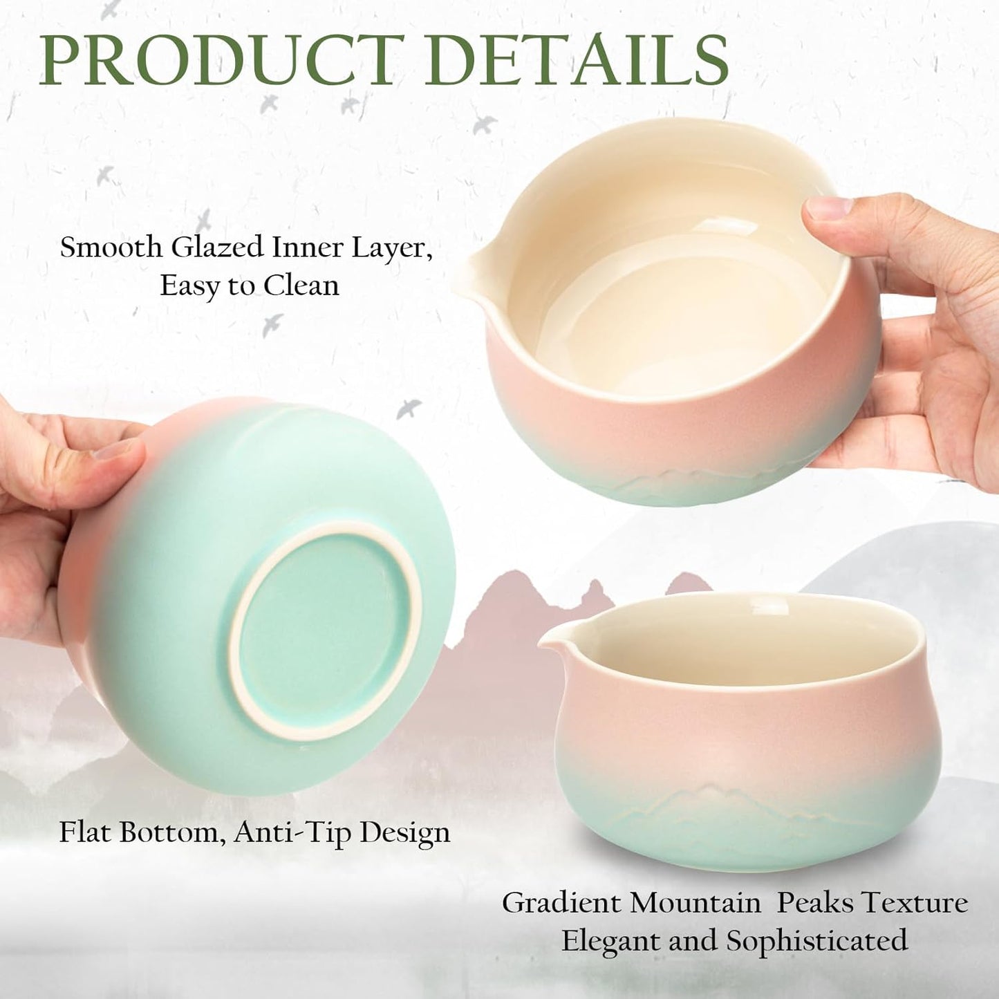 Matcha Whisk Set, Matcha Bowl with Spout, 8PCS Matcha kit, Matcha Whisk and Bowl, Matcha Chasen, Bamboo Scoop, Scoop Rest, Sifter and Tea Towel, Gifts and Ceremony Set for Macha Lovers.(Gradient)