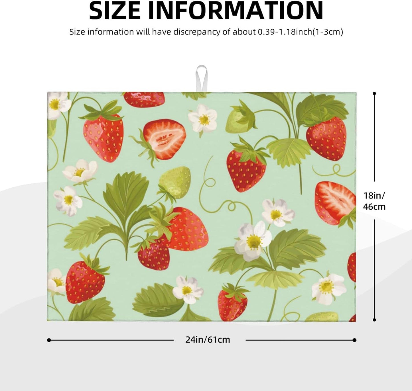 Large Dish Drying Mats For Kitchen Counter Microfiber Kitchen Drying Mat XL Draining Pad Absorbent Quick Drying Dish Mat 18x24 Inch - Strawberry