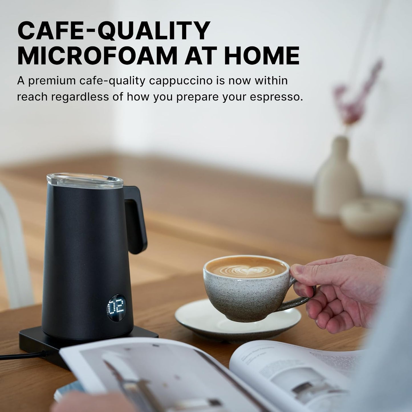 Subminimal NanoFoamer Pro Gen-2 – Revolutionary Hands-Free Microfoam Milk Maker for Cafe-Quality Foam, Coffee Bar Accessories for Dairy & Plant-Based Milk, Perfect Coffee Gifts – US Plug Type