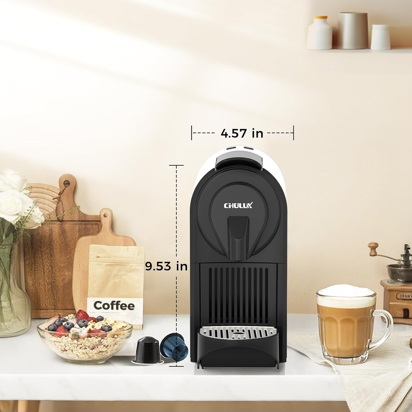 CHULUX Mini Espresso Pod Machine for NS Original Capsule, 20 Bar Single Serve Expresso Coffee Maker, 1400W