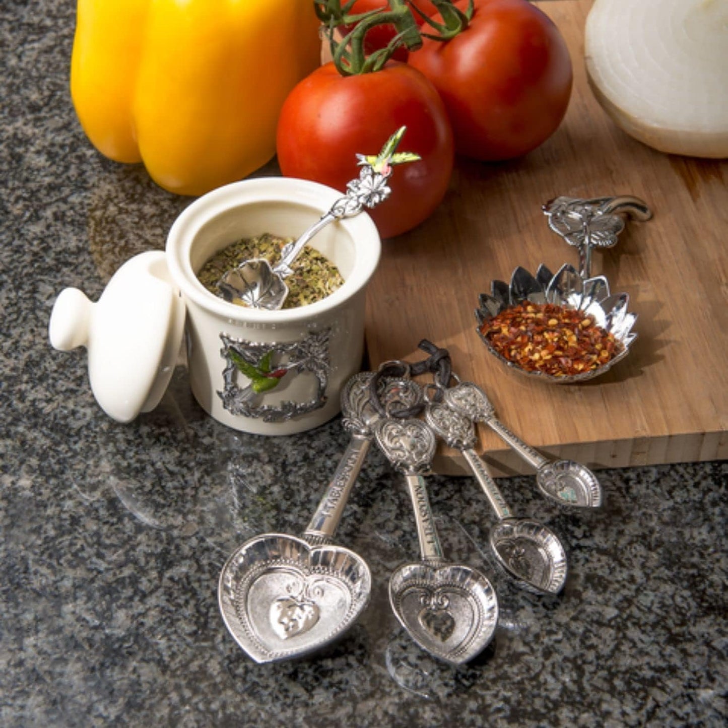 Ganz ER48885 Hearts Zinc Measuring Spoon- 4 piece set