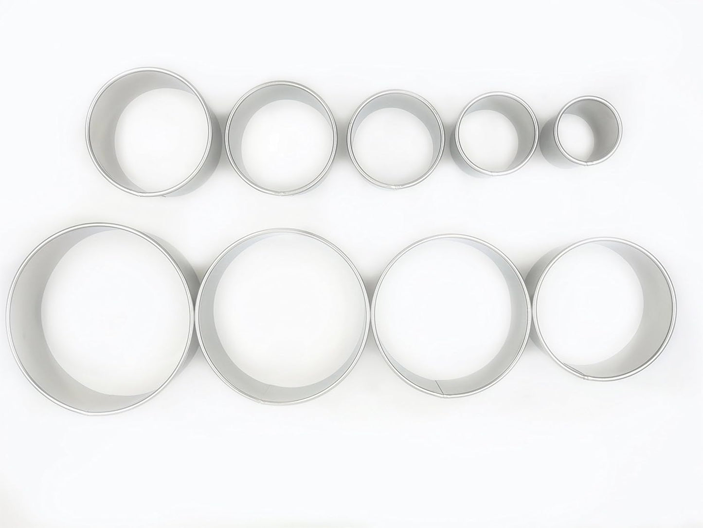 9 Piece Extra Large Chef Grade Plain Round Pastry/Cookie Cutter Set - Extra Thick Premium 18/8 304 Stainless Steel - Marked Size for Professional Chefs and Ambitious Home Cooks