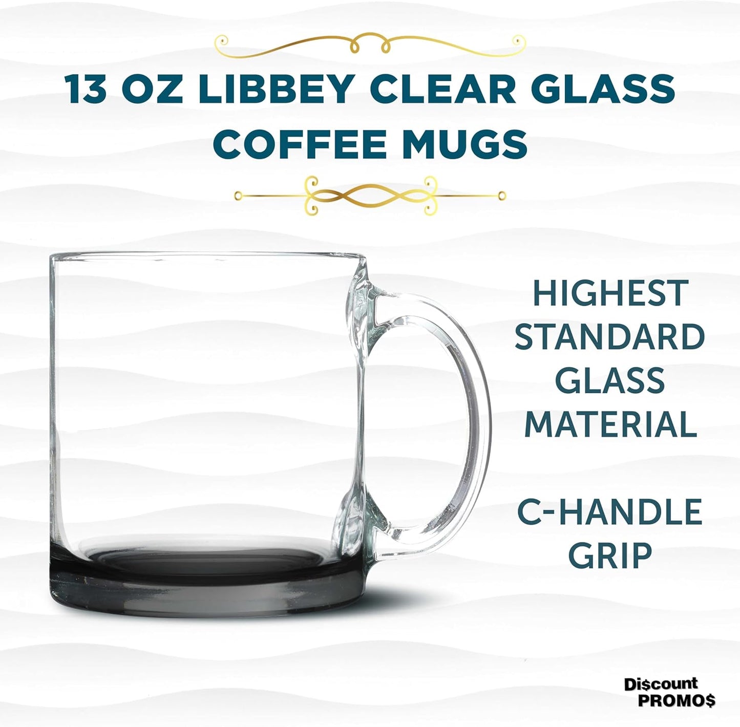 Libbey Clear Glass Coffee Mugs 13 oz. Set of 10, Bulk Pack - Perfect for Coffee, Tea, Espresso, Hot Cocoa, Other Beverages - Black Bottom
