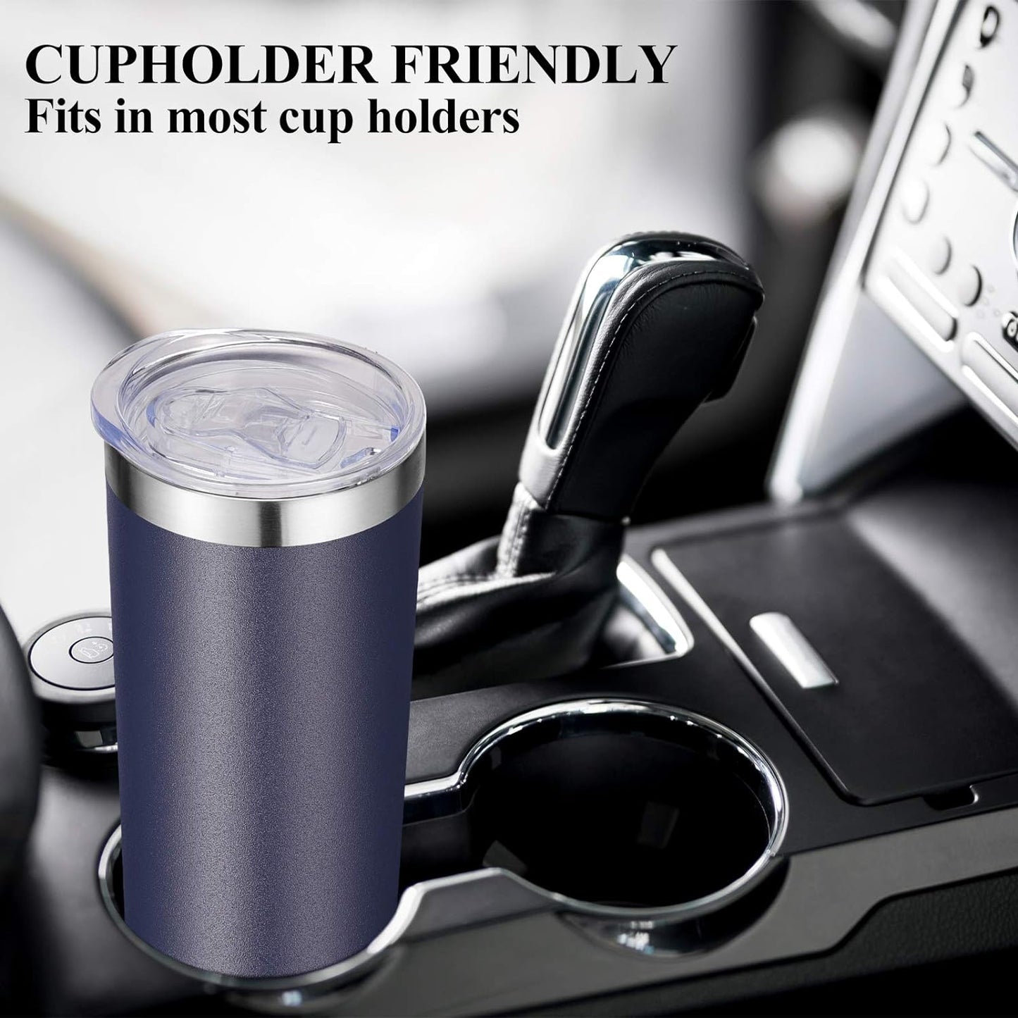 VEGOND Stainless Steel Tumblers Bulk 8 Pack, 20 oz Vacuum Insulated Skinny Tumblers with Lid and Straw, Double Wall Coffee Mug, Travel Water Cup, Navy Blue