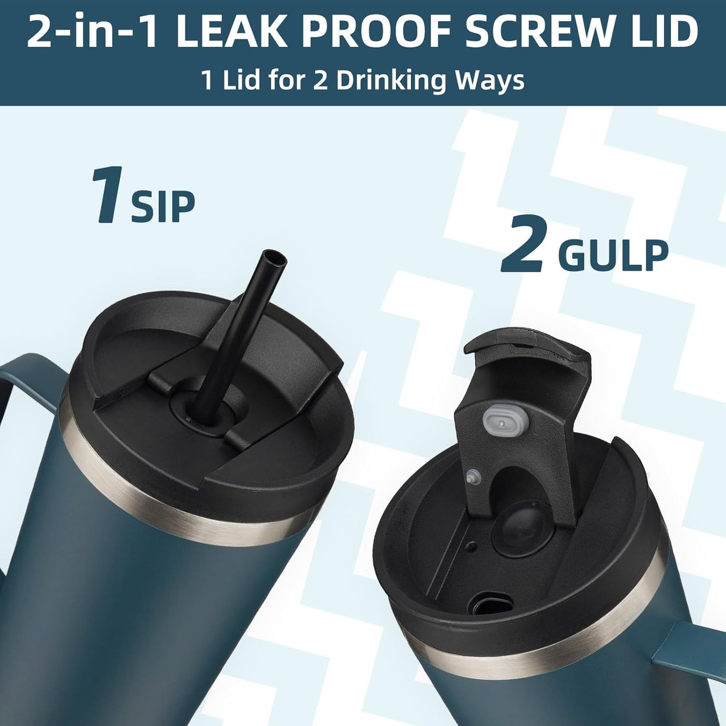 BJPKPK Insulated Tumbler with Handle, 26oz Insulated Tumblers with Lid and Straw, Stainless Steel Metal Water Bottles, Coffee Travel Mugs, Cups, Navy Blue