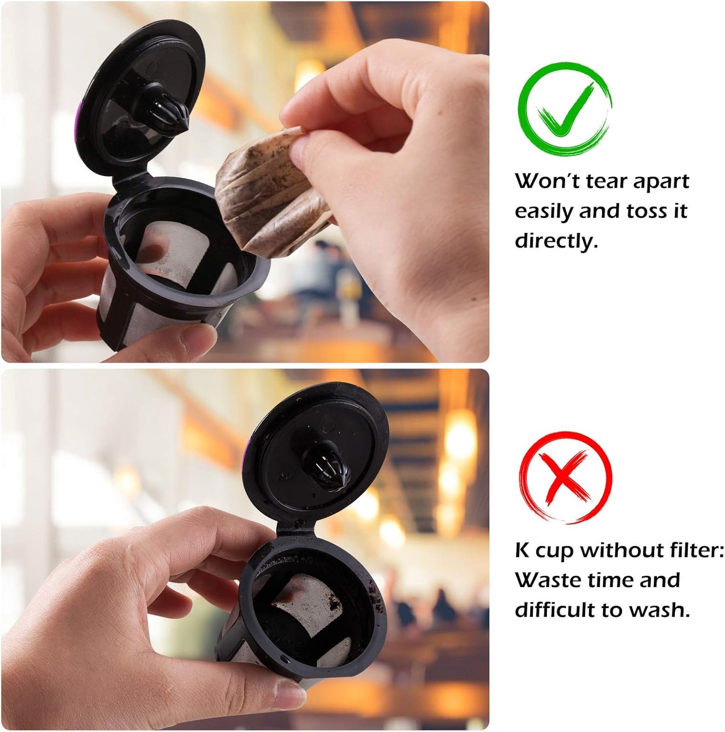 Disposable Paper Coffee Filters, K Cup Paper Filters for Reusable Cups, K-cup Coffee Pods, Fits All Brands Reusable K Cups (150)