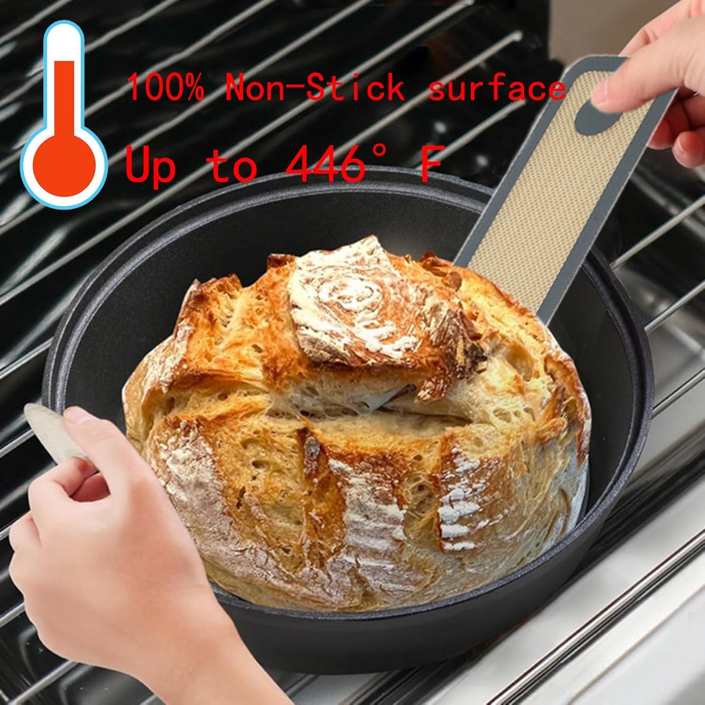 silicone baking mat Oval and Round-sourdough bread baking-supplies silicone bread sling bread making tools with Extra Long Handles, Easy and Stable to Transfer Sourdough Bread, Grey, Gray