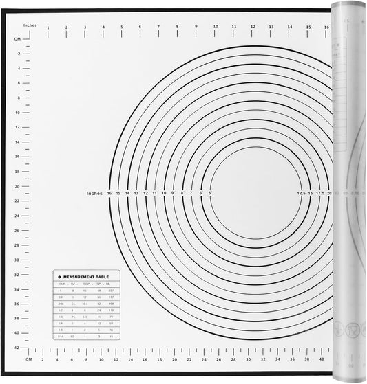 Yansumi Silicone Pastry Mat Extra Large Non-Slip Mat for Rolling Dough Pie Crust and Baking Non-Stick with Measurements (XL, 28"L x 20"W,Black)