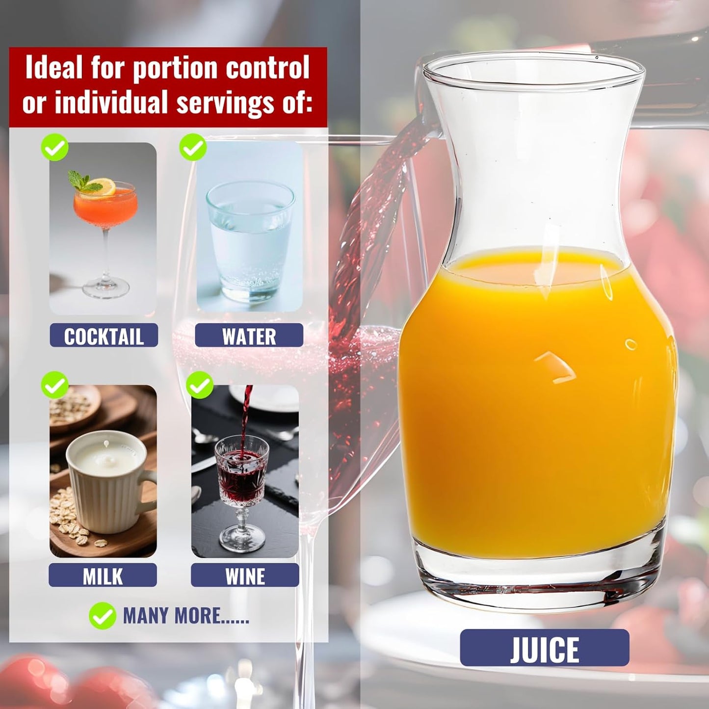 Set of 12 Wine Carafe Glass, 6 Oz Single Serving Mini Decanters for Individual Pours, Small Individual Carafes for Wine, Tasting, Champagne, Juice, Bars, Restaurants