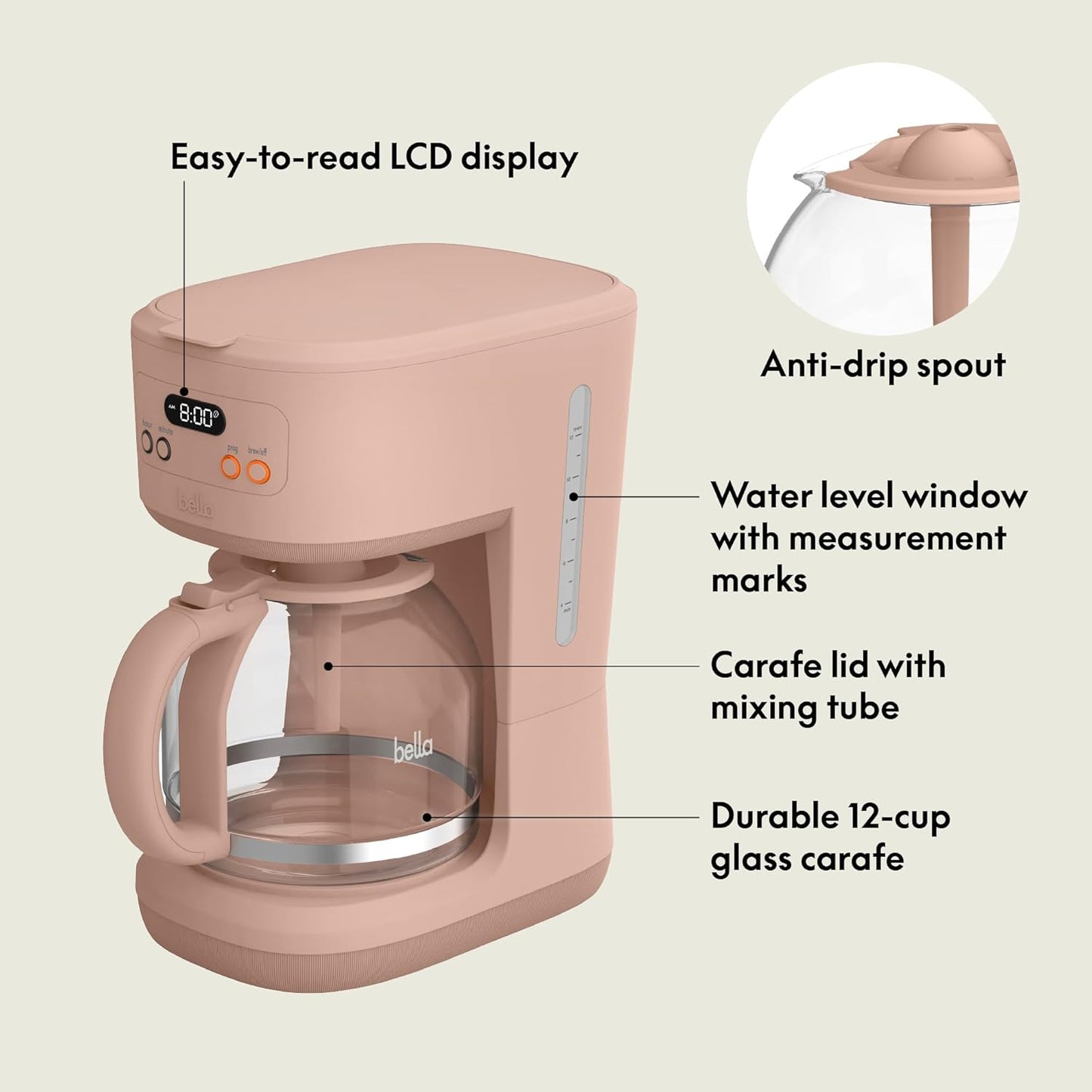 bella 12 cup Programmable Coffee Maker