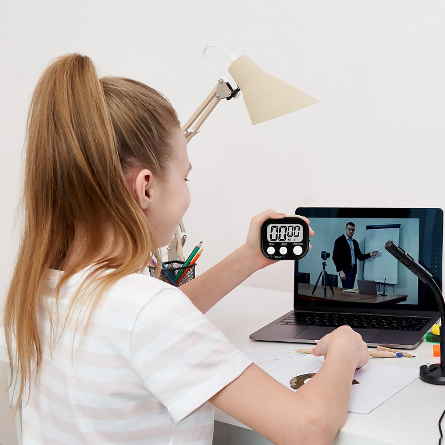 ZILLEEN Classroom Timer for Kids Teachers Digital Timers, Black White 6 Pack