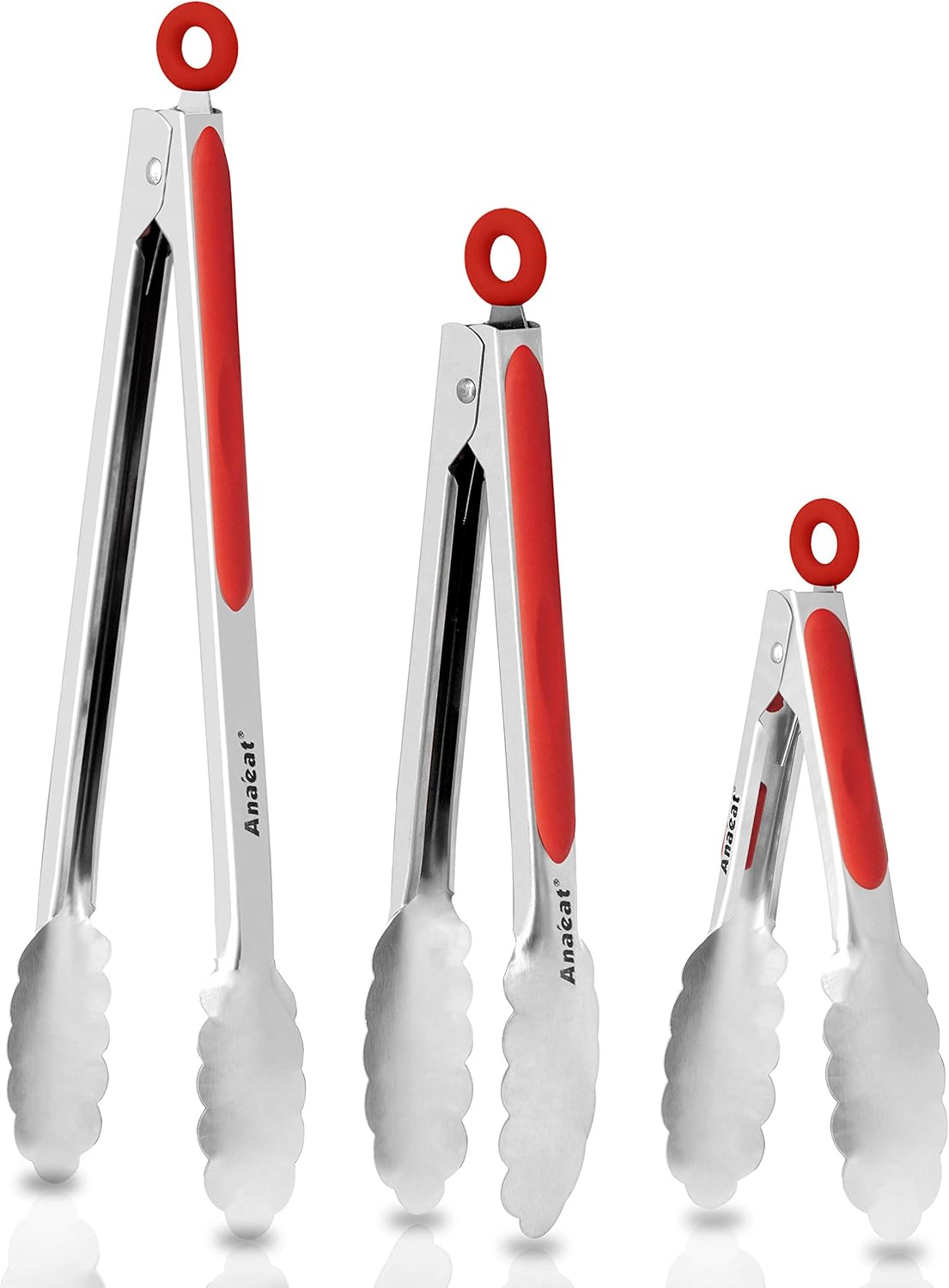 Anaeat Premium Sturdy Barbecue Tongs for Kitchen Grill & BBQ - 7,9,12 Inch Non-Slip Stainless Steel Locking Tongs Heat Resistant for Grilling, Cooking, Turning and Barbecue