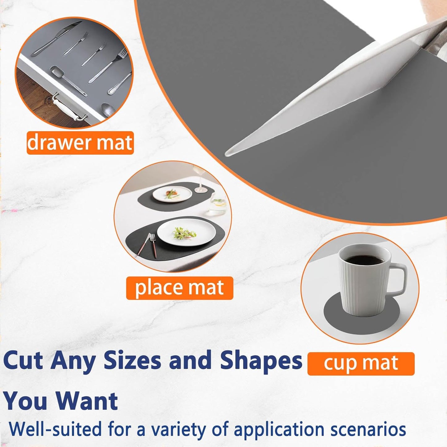 47.3''x23.6''(120cmx60cm) Extra Large Silicone Mat for Kitchen Counter, Heat Resistant Countertop Protector, Non-Slip Waterproof Kitchen Island Mat, Easy to Clean, Lake Blue