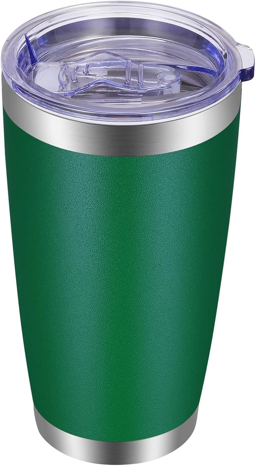 VEGOND 20oz Tumbler with Lid and Straw Stainless Steel Tumbler Cup Vacuum Insulated Double Wall Travel Coffee Mug Powder Coated Coffee Cup(Powder Green 1 Pack)